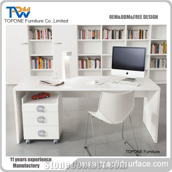 Man Made Stone White/Wood Style Google Working Table