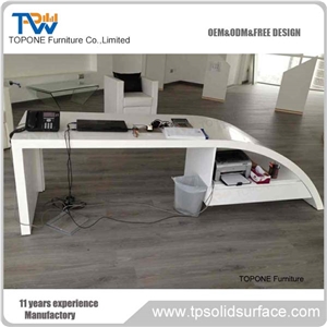 Man Made Stone White/Wood Style Google Working Table