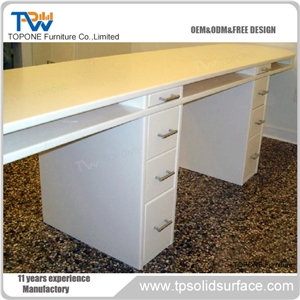 Modern Office Reception Desk with Wooden Cabinets