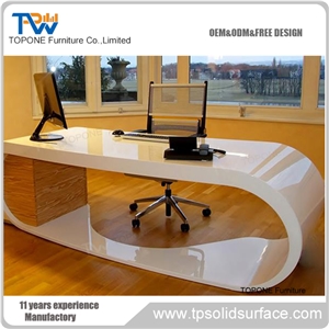 Pure White High End Curved Office Furniture