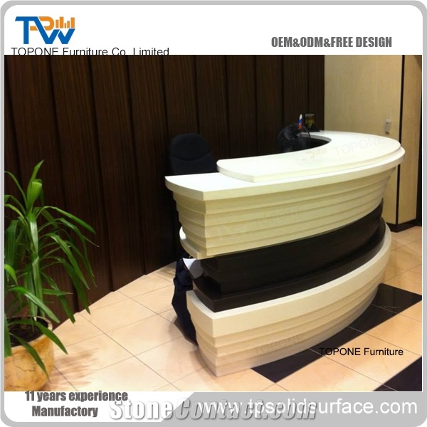 Solid Surface Customized Logo Design Reception Desk