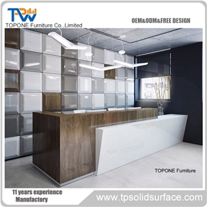 Solid Surface Customized Logo Design Reception Desk