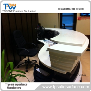 Solid Surface Customized Logo Design Reception Desk