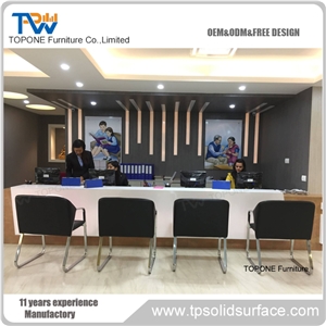 Solid Surface Customized Logo Design Reception Desk