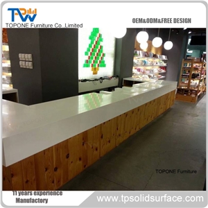 Solid Surface Customized Logo Design Reception Desk