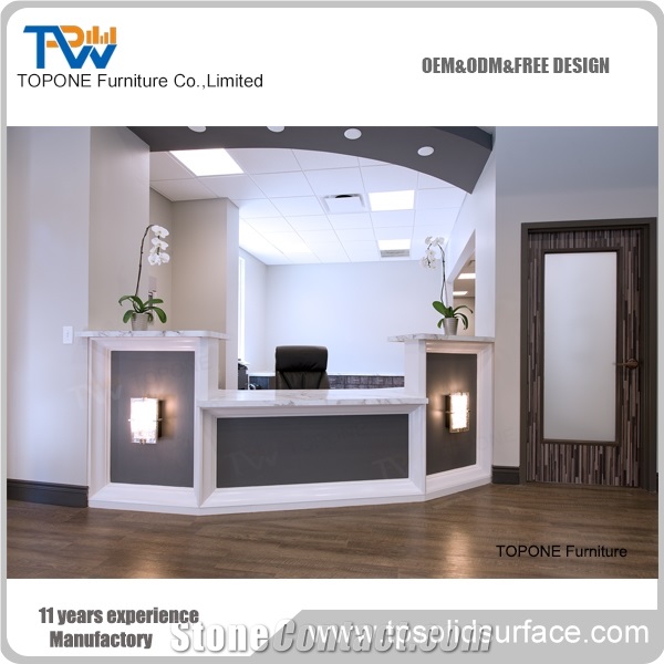 White Salon Led Light Reception Desk
