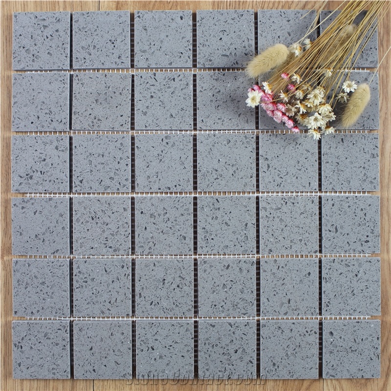 Artificial Grey Quartz Mosaic Tile with Mirror