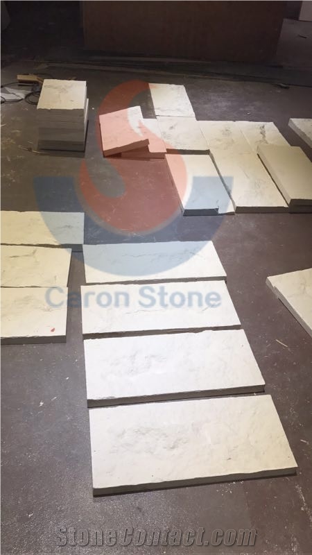 Limra White Limestone Split Face Mushroom Stone ,Wall Cladding ,Panel