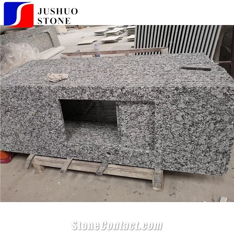China Polished Spray White Granite with Cheap Price and Good Quality Kitchen Countertop