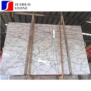 Crystal Snow White Marble Slab with Black Pot Tile for Inner Materials