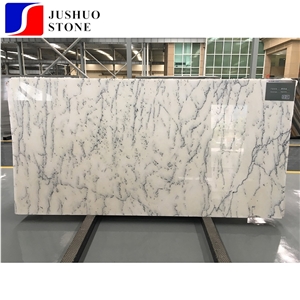 Crystal Snow White Marble Slab with Black Pot Tile for Inner Materials