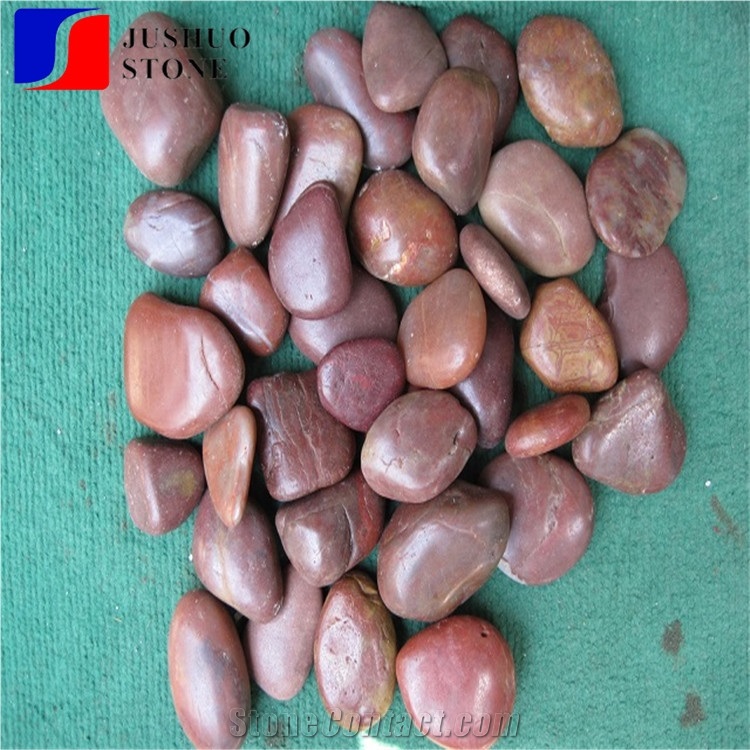 Mixed Polished Pebble Stone Red and Multicolor River Gravel Walkway