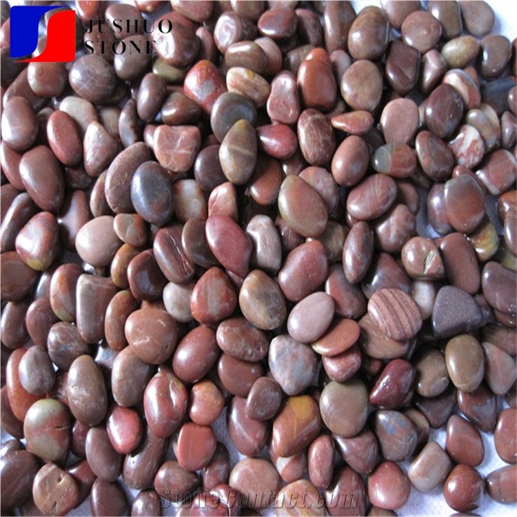 Mixed Polished Pebble Stone Red and Multicolor River Gravel Walkway
