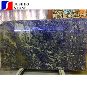 Natural Transparent Dark Blue Semiprecious Sodalite Laminated Stone