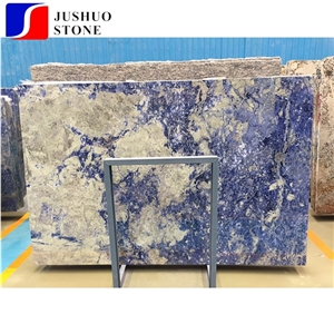 Natural Transparent Dark Blue Semiprecious Sodalite Laminated Stone
