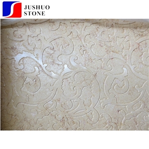 Polished Sunny Light Beige Marble Slab with Flower Grains/Veins Stone