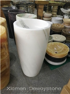 Gold Suppliers Pedestal Sinks for Bathroon, White Marble Sinks