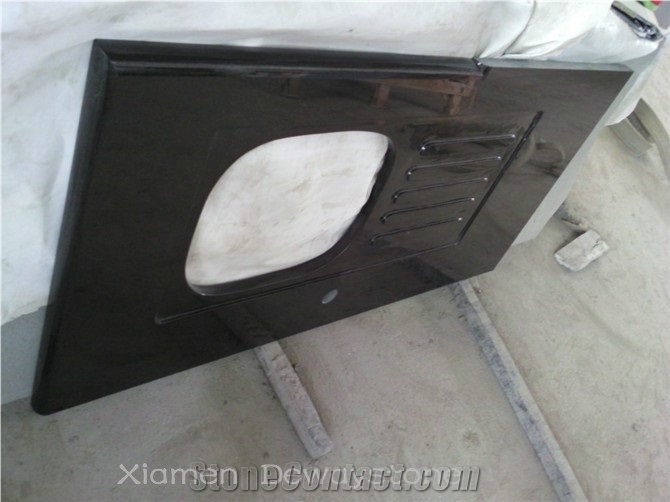 Prefabricated Custom Padang Black Vanity Tops Granite Counter Top