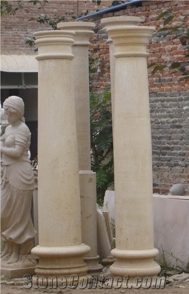 Classic Beige Limstone Flower Pot Stand Roman Pillar,Column