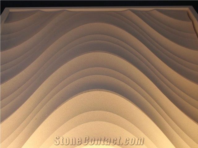 Lymra White Limestone Spray Wave Shaped 3d Cnc Wall Panel Tiles Customized