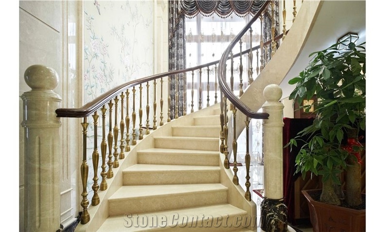 Lymra White Limestone Staircase for Indoor,Interior Building Stone Risers