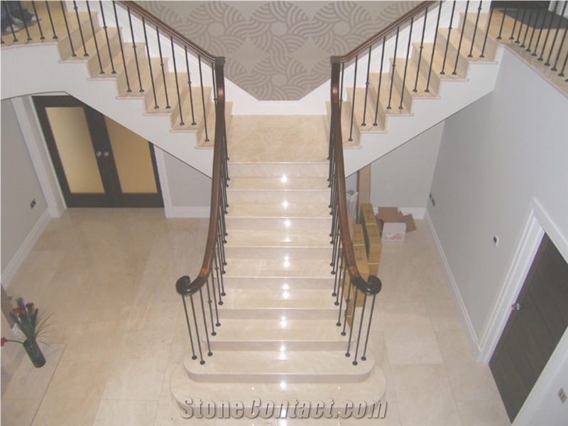 Moca Cream Limestone Interior Honed Villa Staircase Floor Stepping,Risers