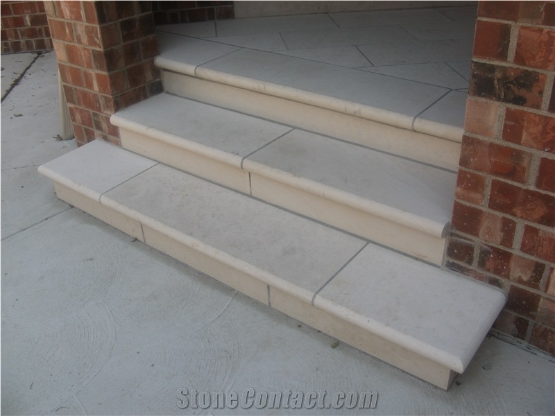 Portugal Beige Marble Deck Stair,Door Front Staircase Risers for Outside