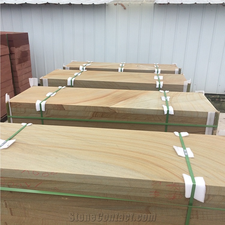 Yellow Wood Sandstone Slabs for Wall Tiles, Sichuan Yellow Sandstone