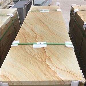 Yellow Wood Sandstone Slabs for Wall Tiles, Sichuan Yellow Sandstone