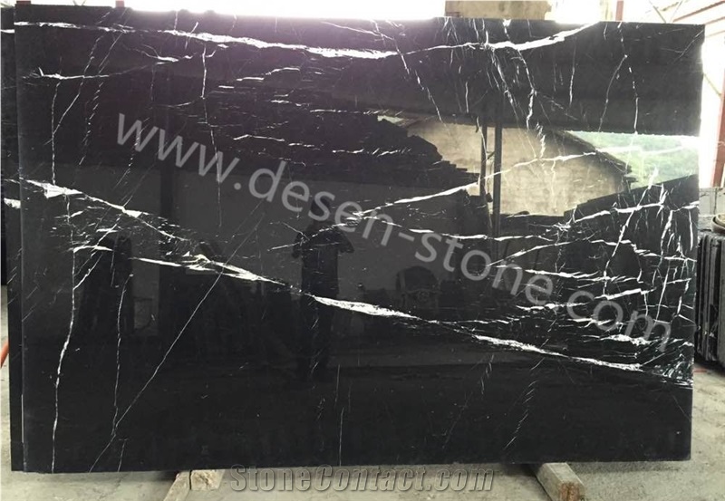 China Black Marquina/Radiant Black Marble Stone Slabs&Tiles Countertop