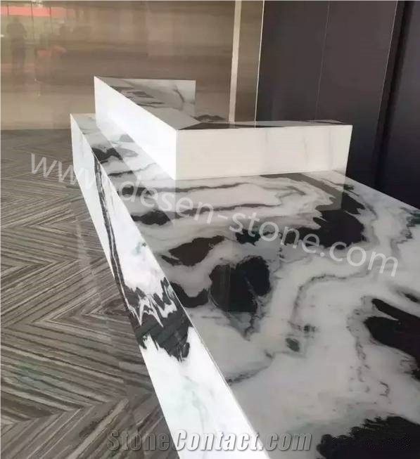 China Panda White Marble Stone Tabletops/Reception Counter/Table Tops