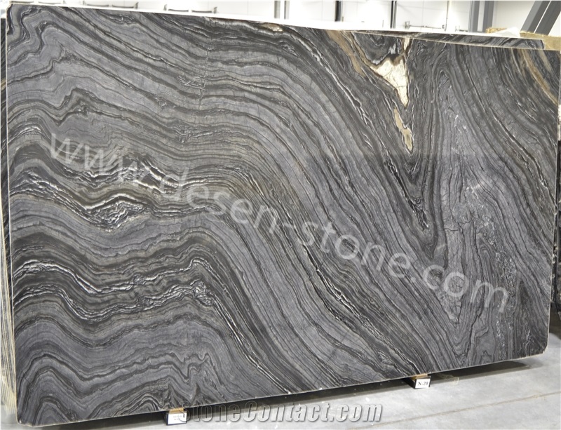 China Silver Waves/Black Forest Marble Stone Slabs&Tiles Backgrounds