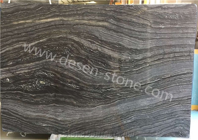China Silver Waves/Black Forest Marble Stone Slabs&Tiles