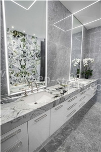 Ice Jade/White Beauty Marble Stone Bathroom Vanity Tops/Bath Tops
