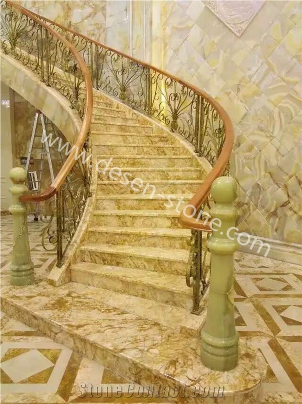 Italy Gold/Italian Jade Marble Stone Steps/Stairs Riser/Staircases