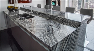 Silver Waves/Kenya Black Kitchen Marble Stone Countertops/Desk Tops
