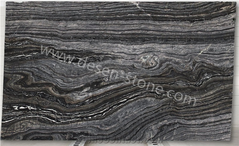 Silver Waves/Silver Brown Wave Marble Stone Slabs&Tiles Book Matching