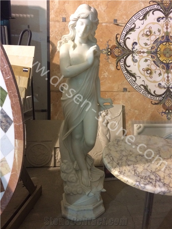 White Marble Stone Carving Handcarved Woman Human Sculptures&Statues