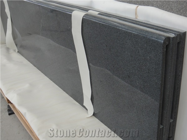 G654 Dark Grey Laminated Bullnose Edge Polishing Granite Prefab Tops