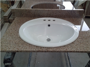 G682 Golden Sand Yellow Granite Bathroom Countertops,Vanity Tops