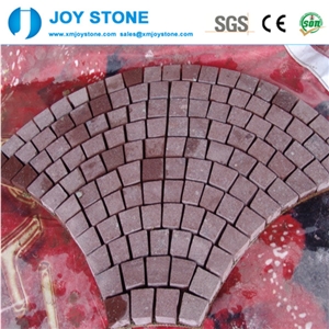 Best Price China Porphyry Dayang Red Flamed Mesh Paving Cobblestone
