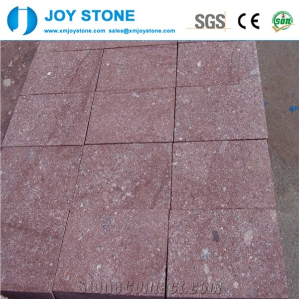 China Hot Sell Dayang Red Porphyry Flamed Granite Mesh Cobblestone