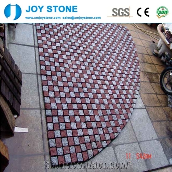 Good Price China Porphyry Dayang Red Cobble Stone Mesh Pavers