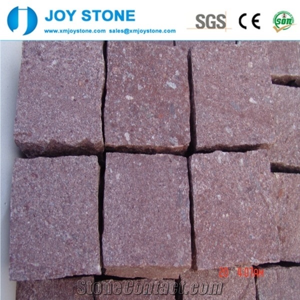 Good Price China Porphyry Dayang Red Cobble Stone Mesh Pavers
