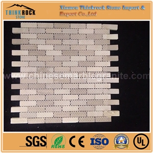 9mm Thick Wooden Grey and White Mix Marble Mosaic Wall Tiles
