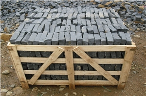 Flamed & Brushed & Cut Zhangpu Black Basalt Pavers
