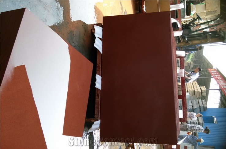 Great Natural Honed Red Red Sandstone Flooring Tiles