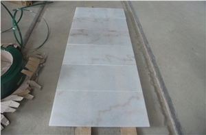 Guangxi White Yellow Lines Marble Thin Tiles White Marble Bathroom Wall