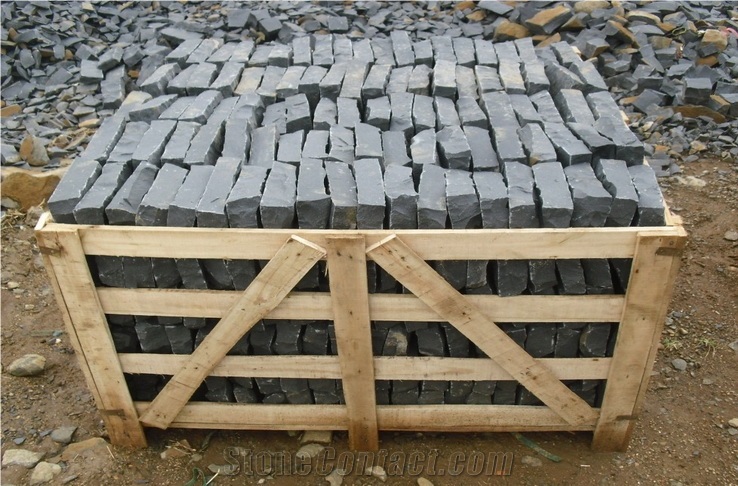 Natural Split Zhangpu Black Basalt Cube Stones