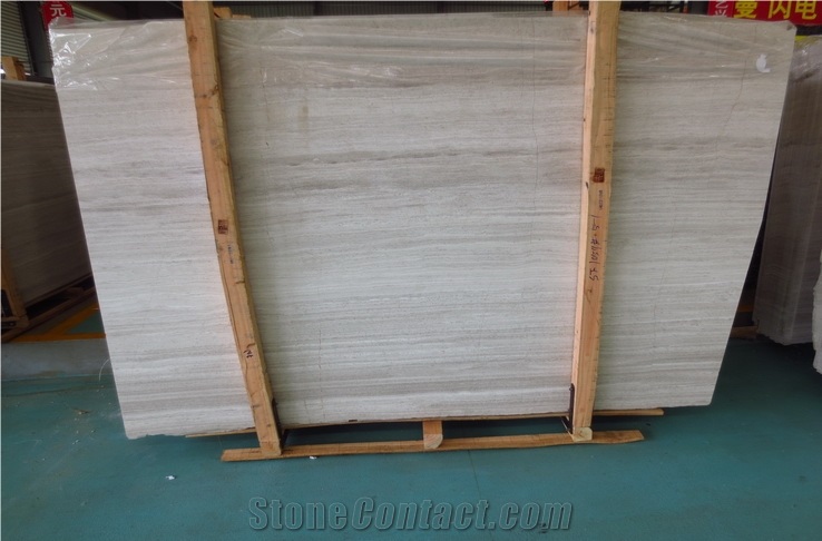 Perlino Bianco Wooden Veins Beige Marble Floor Covering Tiles